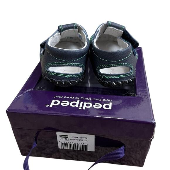 Pediped Originals Martin sandals in navy and green size 0-6 months new - Picture 4 of 7